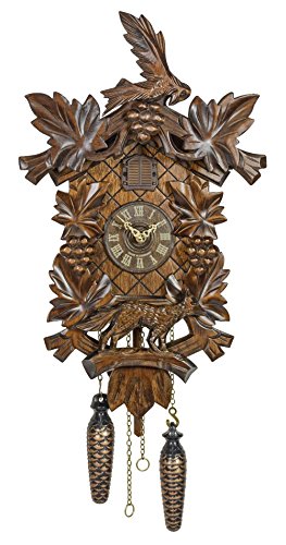 ISDD Cuckoo Clock TU 359 Q - Reloj cucú de cuarzo, diseño "6 follajes, pájaro, uvas", color nogal Cover