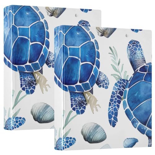 Classeur imprimé bleu tortue aquarelle chic pour organiser vos cours de collège et lycée