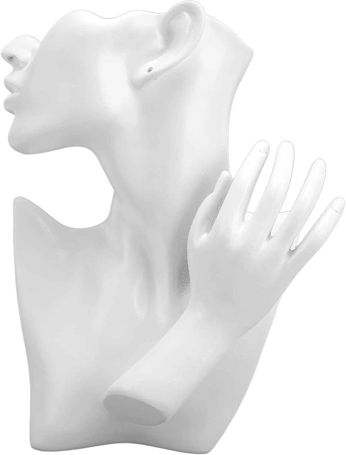 YUYTE Mannequin Bust Stand Organizer White Resin Jewelry Mannequin Display Set Bracelet Earring Necklace Ring Display Stand for Shop