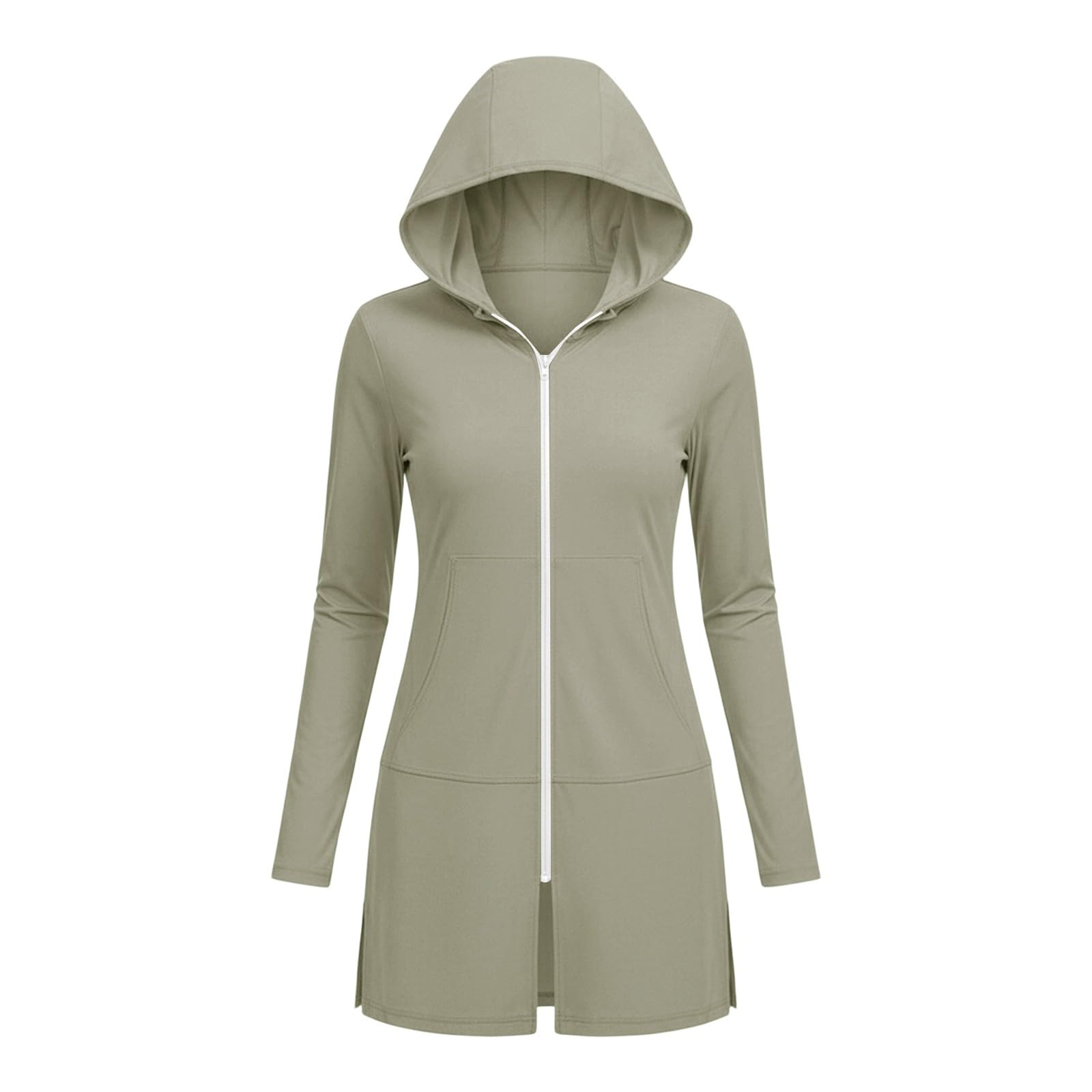 Giacca Donna Con Zip E Cappuccio Maniche Lunghe Protezione Solare Casual