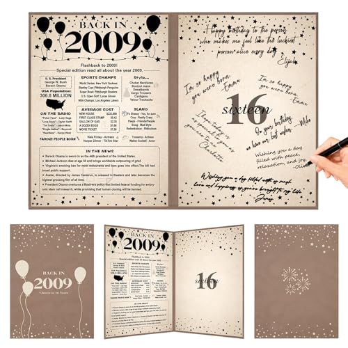 Crenics Sweet 16 Party Decorations for 2009 Boys or Girls, Vintage Back in 2009 Poster, Sixteen Birthday Guest Signature Book, Great 16th Anniversary Birthday Gifts Crenics Sweet 16 Party Decorations for 2009 Boys or Girls, Vintage Back in 2009 Poster, Sixteen Birthday Guest Signature Book, Great 16th Anniversary Birthday Gifts