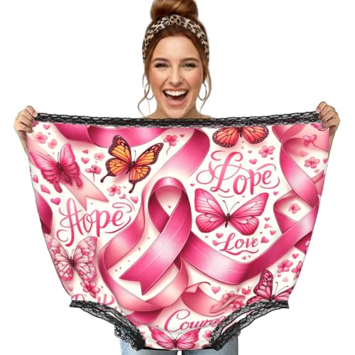 Culotte surdimensionnée Augenstern noire : sous-vêtement géant gag au motif Breast Cancer