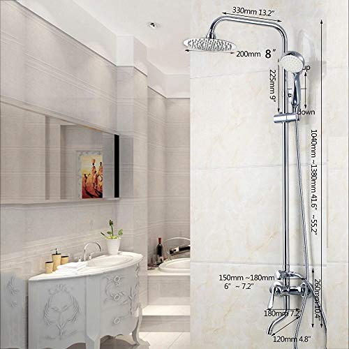 Duschset,Wandmontage Niederschlag LED-Duschsets Chrom Messing Badezimmer Kopf Dusche Wasserhahn mit LED Spray Handmixer Duschsets