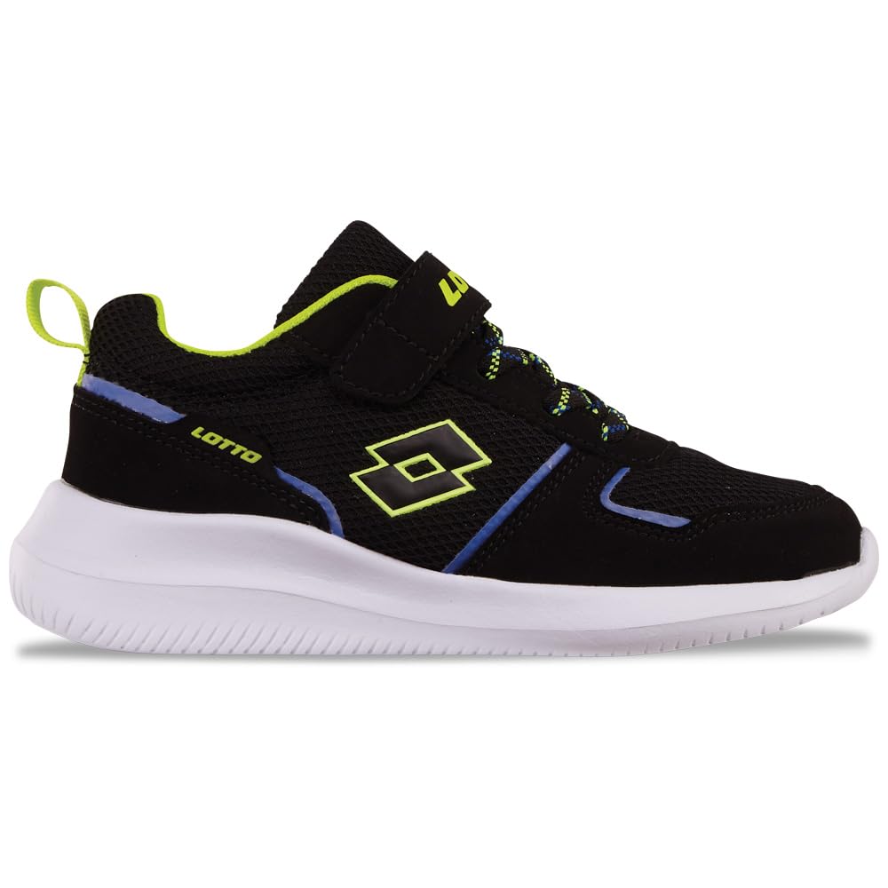 LOTTO Unisex Kid's Combine Tc K Sneaker, Black Lime, 9.5 UK Child