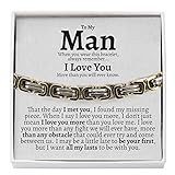 To My Man Cuban Link Bracelet for Him, Romantic Birthday Gifts for Him, Jewelry for Him, Best Gifts for Husband from Wife 8mm Stainless Steel 8.25' Width, Husband Who Has Everything Gift Ideas (Silver-Gold, Stainless Steel)