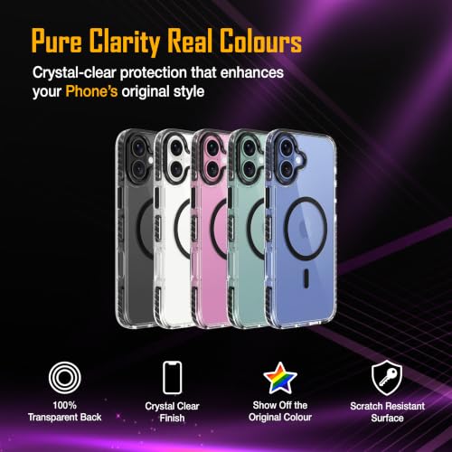 Image of Zapcase Crystal Clear Back case for iPhone 16 Plus | PC Back | TPU Bumper with Inner Rubber Grip | Metal Camera Guard Bezel | Metal Buttons | Scratch Resistant Cover | 2 Layer Edge Protection | Black