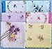 Forlisea 6 pack Womens Beautiful Cotton Floral Handkerchief Wendding Party Fabric Hanky with Wavy Edge