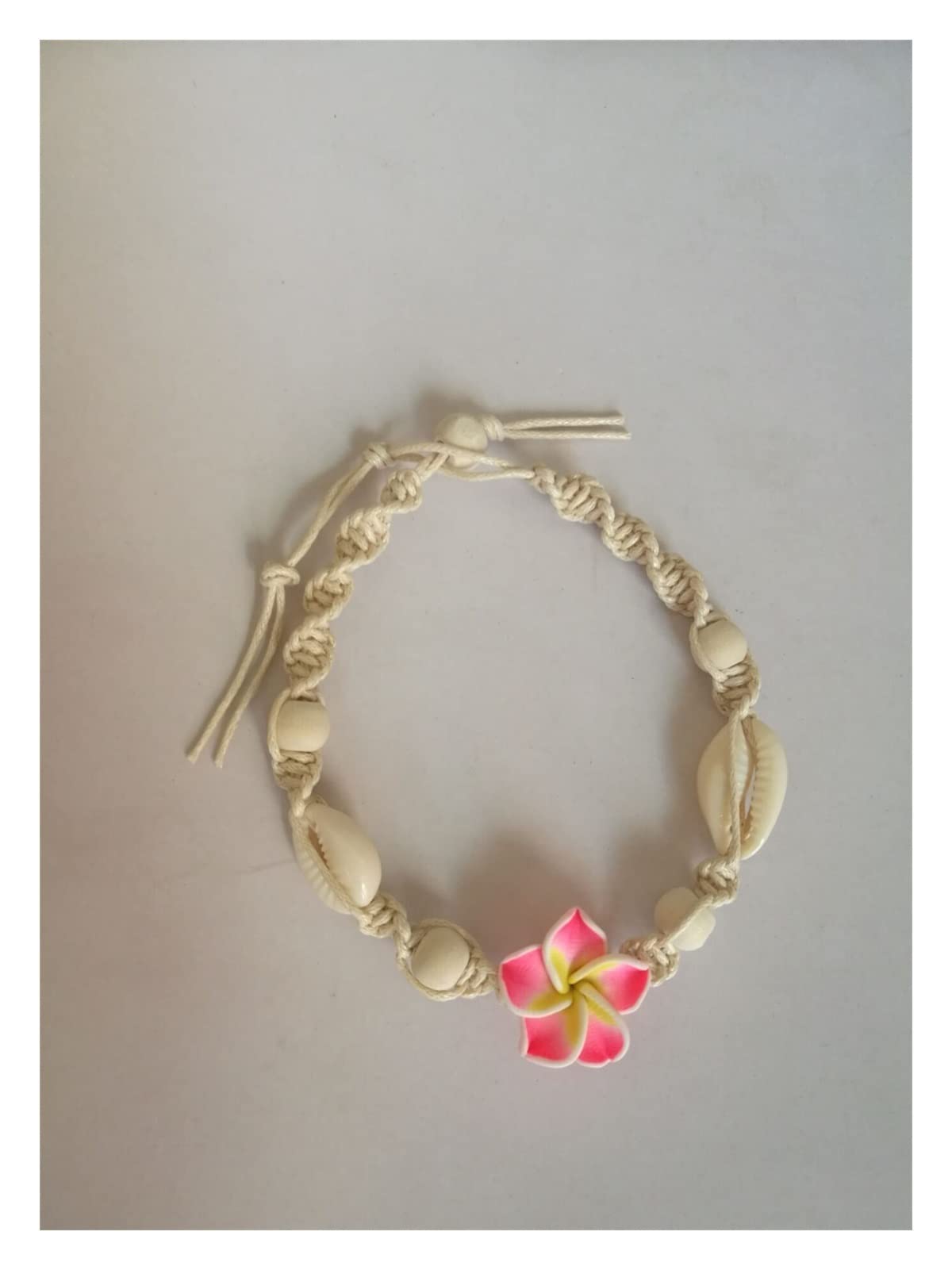 Pulseras de Tobillo Tobillera Bohemia Tobillera de Playa - Flor de cerámica Suave Tejida a Mano Tobillera de Concha de Mar Tobilleras de Mujer (Color : Yellow Flower)