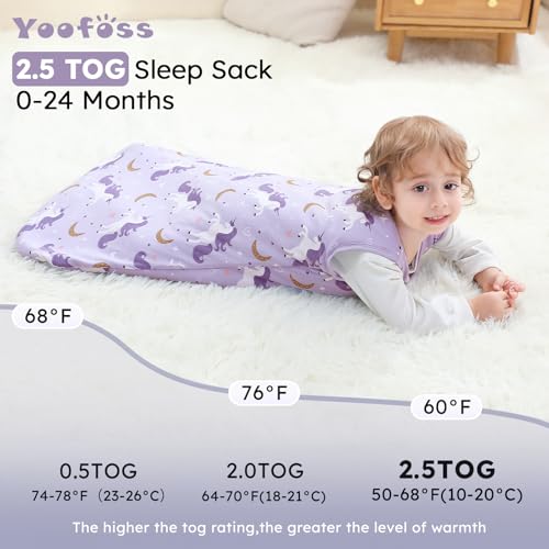 Image of Yoofoss Baby Sleep Sack 0-6 Months, TOG 2.5 Baby Wearable Blanket with 2-Way Zipper, 100% Organic Cotton Fabric Winter Newborn Sleeping Sack, Warm Soft Comfy