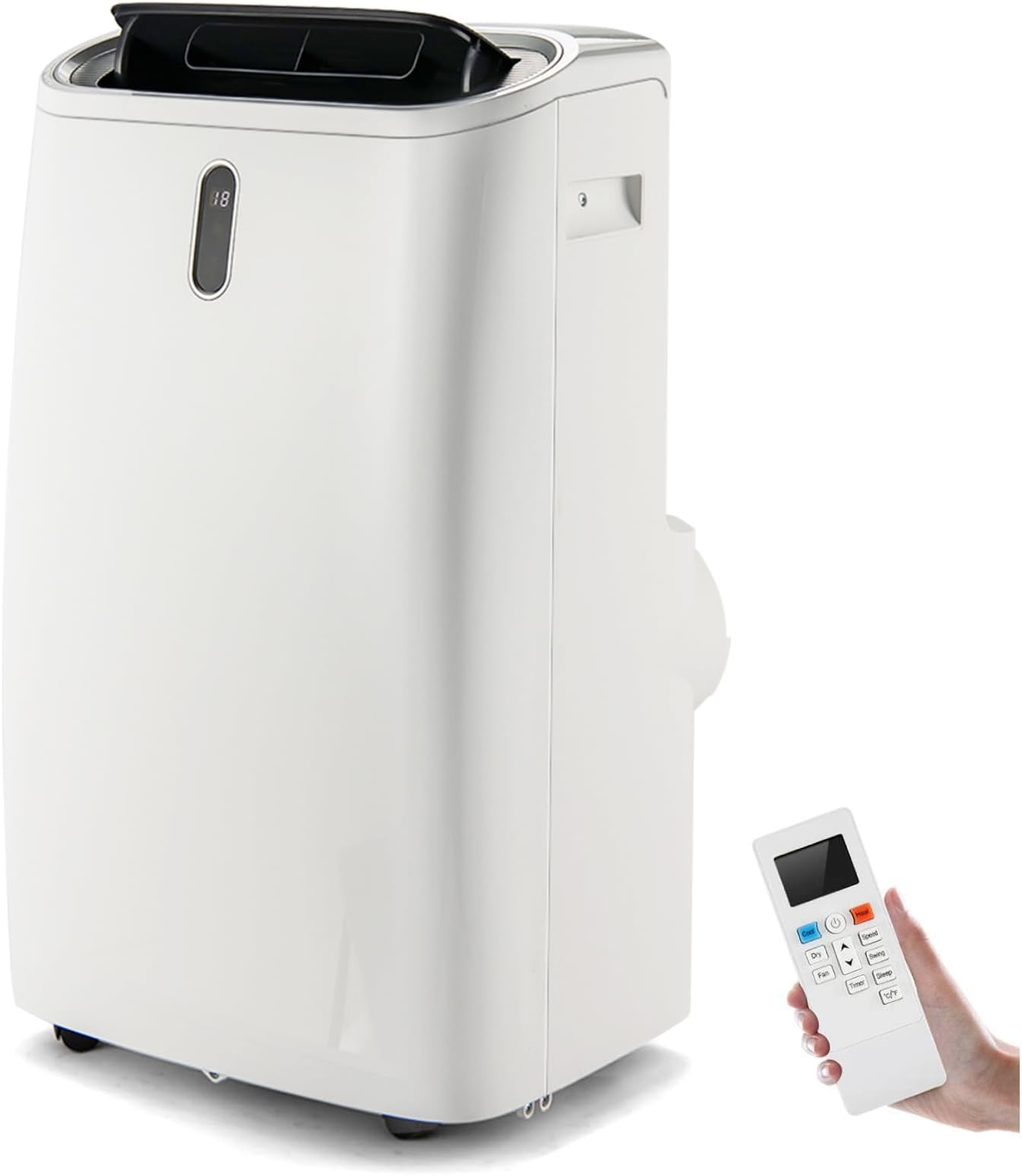 COSTWAY 5 in 1 Portable Air Conditioner, 12000BTU/14000BTU Mobile Heater, Cooler, Fan, Dehumidifier with Sleep Mode, 24H Timer, 3 Fan Speed, Remote Control & Window Kit (12000BTU)