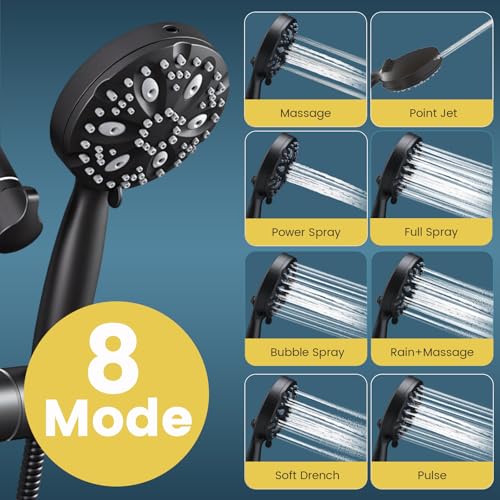 Shineforu 10 Inch Rain Shower Heads with Handheld Spray Combo, Dual Shower Head with Adjustable Slide Bar and Stainless Steel Hose, Height Adjustable - image 7