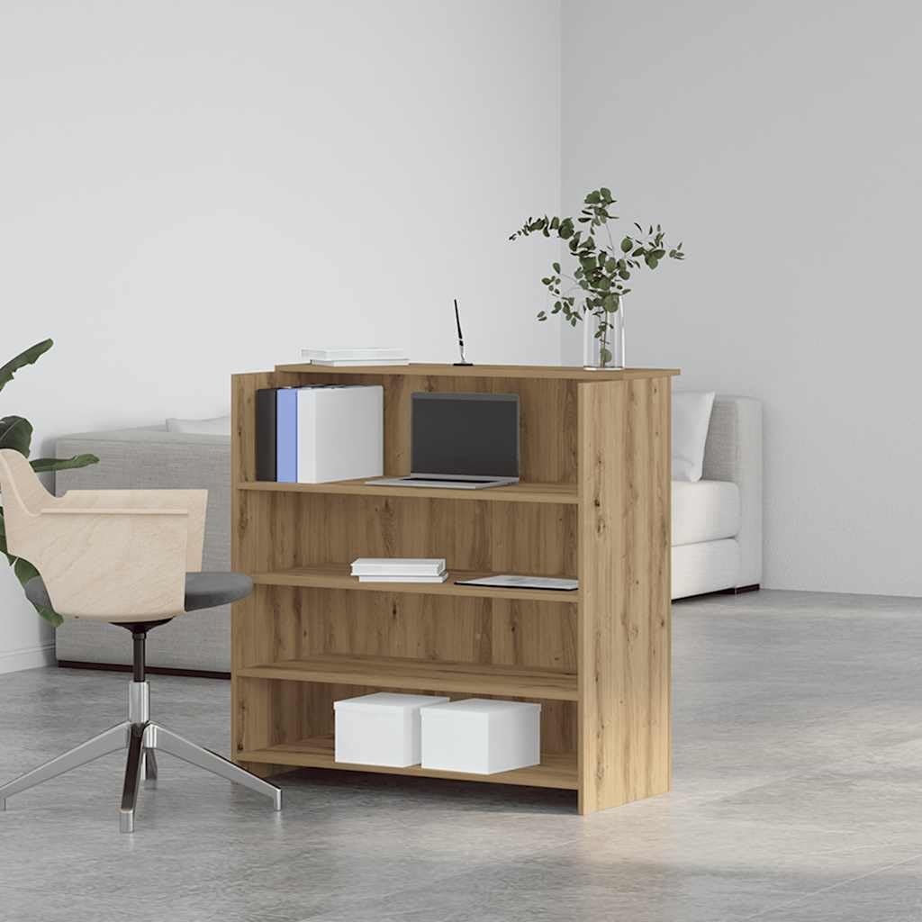 Hothingwell Ufficio Ricezione Chene Artigianale 100 x 50 x 103,5 cm Legno Ingenierie | Scaffali integrati, piano di lavoro alto, discreto, versatile per ufficio, hotel, clinica