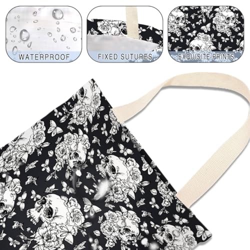 Image of IRADA Car Trash Bag Hanging No Snap Small Garbage Bag for Car Back Seat Cute Printed One-Handed Strap Trash Bags Car Accessories-Halloween Skull Car Trash Bags