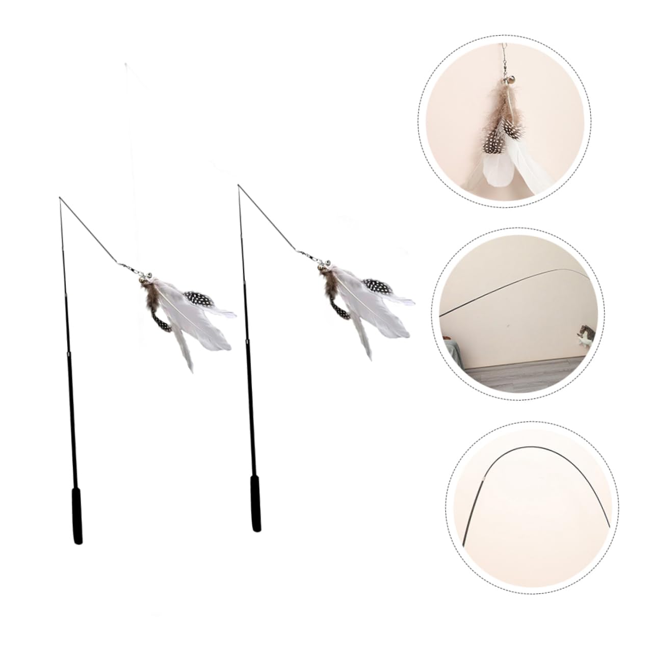 INOOMP 6pièces Téaser pour Chats Canne Interactif Télescopique avec Plumes Jouet Amusant pour Exercice Et des Chats