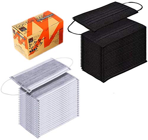 Gokeop 100 Pack Disposable_Face_Masks with Elastic Ear Loop, 4-ply Breathability Comfort-Black and Gray, Individually Wrapped, for Women Men Teens