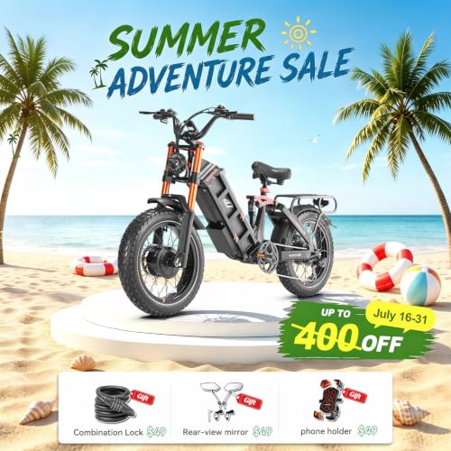 Image of 2026 Eahora 5400W Juliet Pro 2 Electric Bike for Adults 43MPH Dual Motor 70Ah Ebike 200Miles Long Range Electric Bicycle, 20'' Fat Tire Full Suspension Electric Mountain Bike for Commuting /Delivery