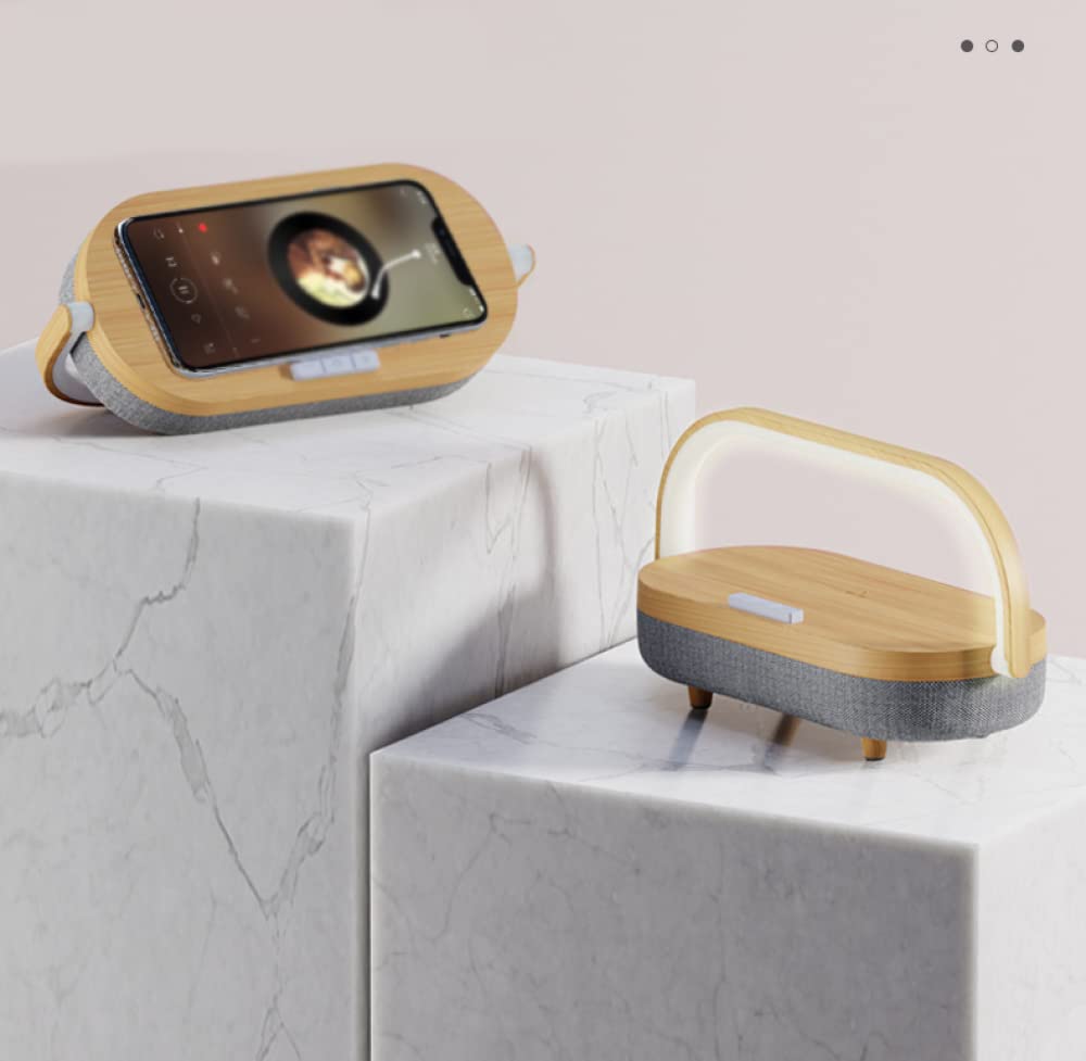 BERO LáMpara Multifuncional con Sensor De Carga InaláMbrica, LáMpara De Sobremesa para El Dormitorio, LáMpara De Cabecera con Audio Bluetooth para Cargar El TeléFono MóVil-001