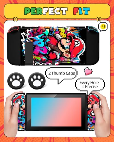Xinocy FOR NINTENDO SWITCH TPU For Nintendo Switch Case Cute Cartoon Anime Design Cases Kawaii Fun Funny Fashion Soft Slim Protective Shell Cover + 2 Thumb Caps thumb #2