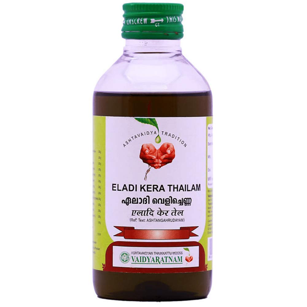 Vaidyaratnam Eladi Kera Thailam 200 ml (Paquete de 2) Cuidado de la vida