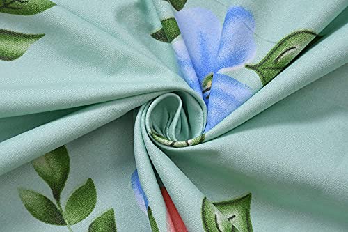 Image of KAWI Single Bedsheet Elastic Fitted Glace Cotton with 1 Pillow Cover (72 inchX 48 inchX 6 inch Size) Mattress Green, Neem Patti Print