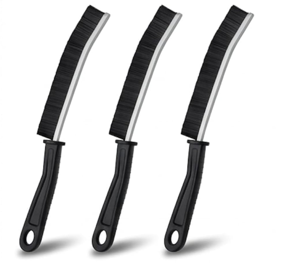 Spazzole per Pulizia Set da 3 Pezzi – Raschietto Multifunzione Premium in Acciaio Inox e PP – Per Cucina, Bagno, Fornelli, Fughe, Frigorifero – Impugnatura Ergonomica Antiscivolo – Riutilizzabili - 2