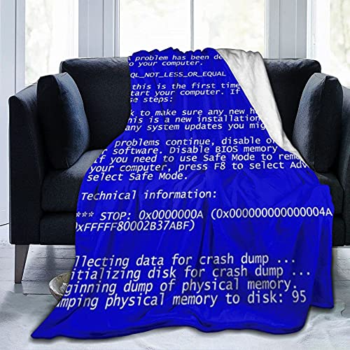 YINGD Coperta in flanella classica blu schermo della morte, morbida e confortevole, coperta lavabile anti-pelucchi, per adulti e bambini 150 x 125 cm