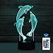 SISYS Lampada 3D LED 16 Colori Telecomando Illusione Ottica 3D Lampada Decoration Lampada Con Cavo Usb I Migliori Regali di Natale di Compleanno per Ragazzi e Ragazze, Delfino