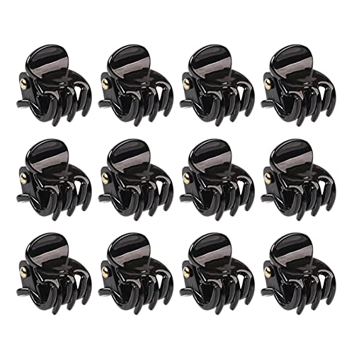 Haobase 12 pcs Mini Pinces à Cheveux en Plastique Griffes de Cheveux Noir Cover