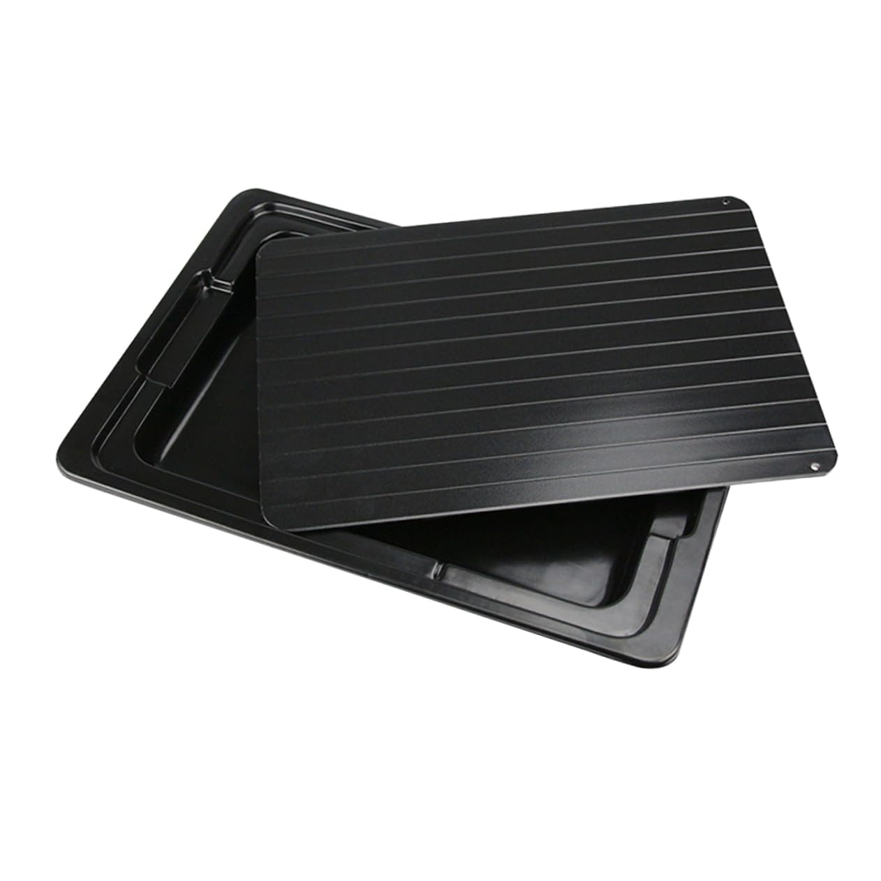 ABOOFAN Auftauplatte 1 Stück Aluminium Schwarz mit Wasserbox 35, 5x20, 5 cm