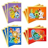 Hallmark Pokémon Cards for Kids, Pikachu, Bulbasaur, Charmander, Squirtle (12 Blank Cards with...