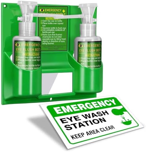 Magula 17oz*2 Portable Eye Wash Station OSHA-Approved,BPA Free, Wall-Mounted First Aid Eye Wash kit with Empty Bottles & Mirror,Emergency Eyewash, No Eye Wash Solution