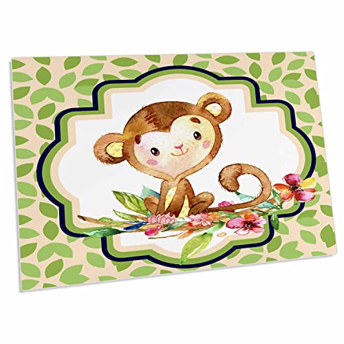 3dRose Cute Watercolor Monkey On A Jungle Leaves Background miniatura 1