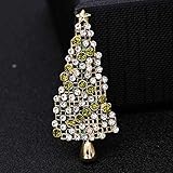 Material: Rhinestone YXFYXF Broche Adornos navideños Verde Rojo Color Mezclado circón árbol de Navidad Broche Pin Bufanda de Cobre Ramillete Pin Hermoso Bolsa Sombrero Ornamento (Color : -)