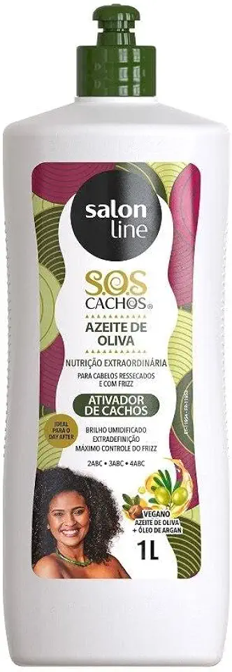 Salon Line, Ativador de Cachos, SOS Cachos, Azeite de Oliva, Vegano - Cabelos Cacheados e Crespos, 1 L