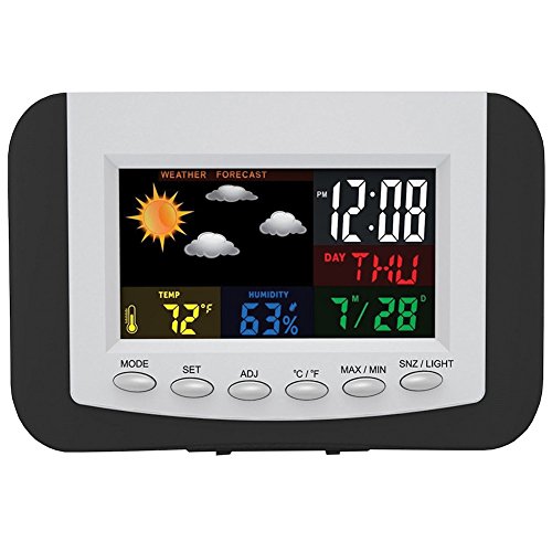 Tech Tools Weather Station Alarm Clock with Large Easy to Read Full Color Display