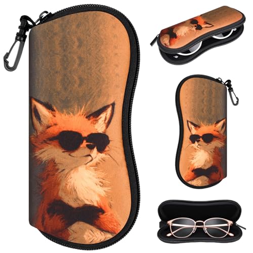 Image of Sunglasses Case with Belt Clip, Ultra Light Neoprene Zipper Soft Padded Glasses Case for Women Men