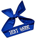 Custom Personalized Tie Headband in Chinese Takeaway Font You Pick Headband and Text Color (Royal Blue Headband)