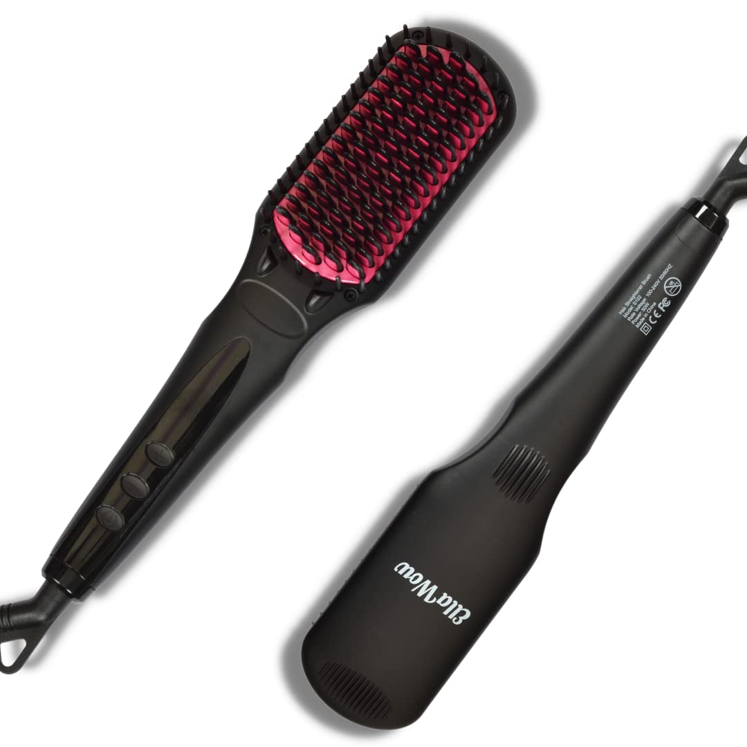 Portable 2 In 1 Ionic Hair Straightening Brush/Comb with Anti-Scald, 16 Heat Levels