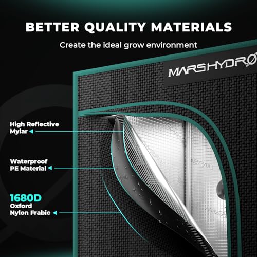 Image of MARS HYDRO 4x4 Grow Tent Durable 1680D Canvas Lightproof Reflective Grow Tents Mylar Hydroponic Indoor Plant Grow Room 48 inchx48 inchx80 inch Growing Tent Fits TSW 2000W / TS 3000W LED Grow Light