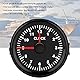 Aramox Universal Dial Clock Meter,2in/52mm Clock Gauge Instrument 0-12 Stundenzähler Rote Hintergrundbeleuchtung 12V/24V für Auto Boot Yacht Motorrad(Schwarzes Zifferblatt Schwarzer Rahmen)