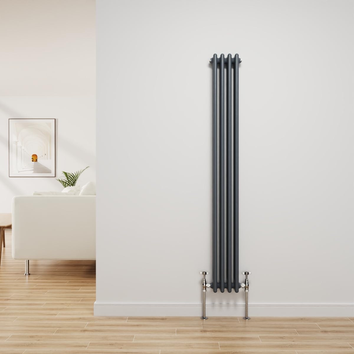 NRG Traditional Radiator Anthracite Cast Iron 3 Column Vertical Central Heating Bathroom Radiators 1500x202mm โ image 1