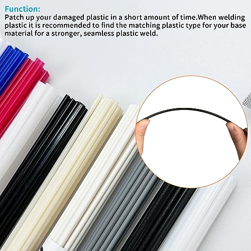 120 Pcs Plastic Welding Rods,5 Types (PP/PE/ABS/PVC/PPR) of Welder Rods Strips Welding Sticks with Stainless Steel Mesh for Plastic Welding Kit/Hot Air Gun and Daily Plastic Repair (200mm Length) - Image 4