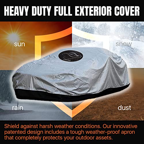 Image of Heavy Duty Outdoor Jeep /SUV Cover with Patented Weighted Ground Conforming Apron Seal - Wind Resistant, Dust, & Water Protection for Automobiles - SUV /Jeep Size 189 L x 75 W x 80 H Inch Max