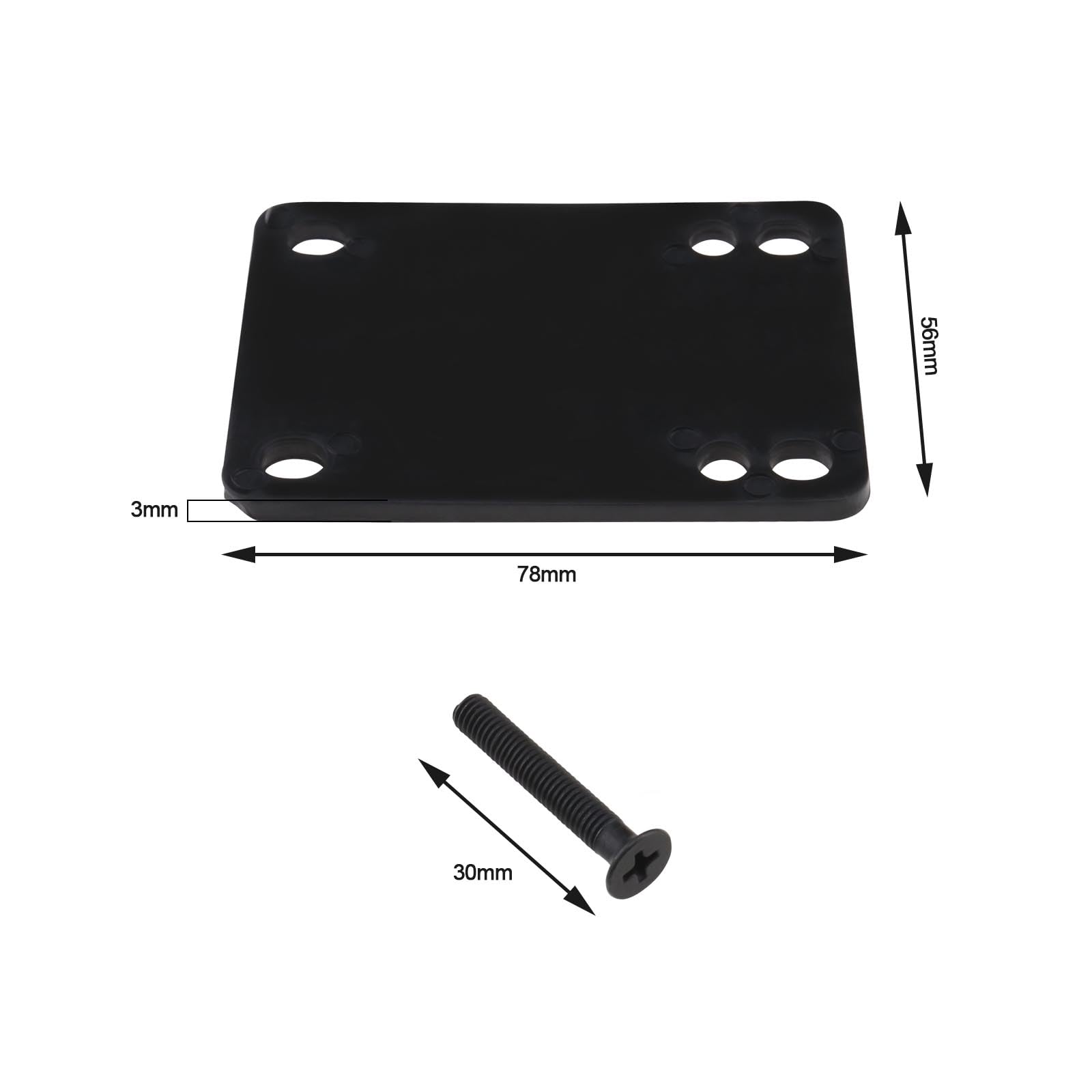 Almohadillas Elevadoras de Monopatín de 3 mm con Tornillos y Tuercas de 30 mm, Almohadillas de Choque Suaves de PU, Protector de Repuesto (2 Piezas)