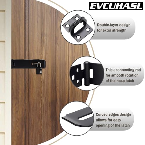 EVCUHASL Door Lock Hasp Latch, Thicked Design Latch Lock, High Quality Iron Security Packlock Clasp Hasp Lock Latch for Doors, Black Finish with Screws, 1 Pack(7-1/2 Inch) - Image 3