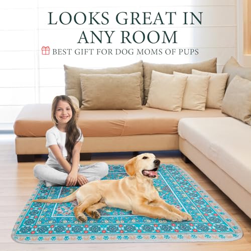 Image of Homimp Washable Pee Pads for Dogs,Extra Large 2 Pcs Reusable Puppy Pads Waterproof,Absorbent and Leakproof Dog Pee Pads,Non Slip Puppy Training Pads,Pet Mat for Floor,Crate,Couch,Whelping,Blue 48 inchx48 inch