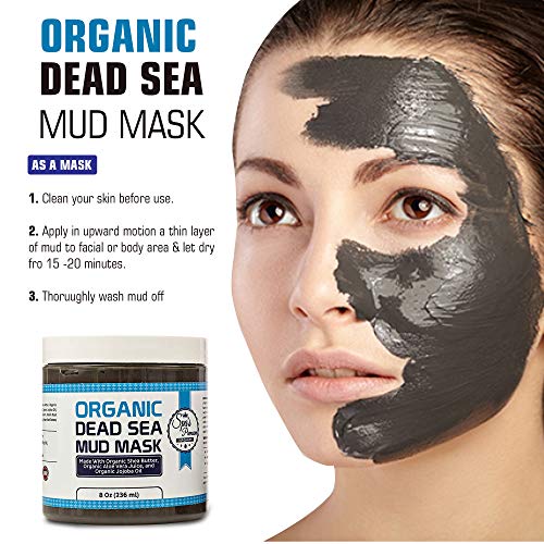 Spa's Premium Organic Dead Sea Mud Mask 8Oz And Free Face Brush, All Natural, Purifying Face Mask For Acne Treatment And Skin Care, Pore Minimizer Mask For Blackheads, Facial Cleanser For Oily Skin #TOP1