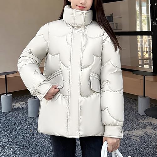 Puffer Jacket Womens Fashion Winter Quilted Jackets Warm Stand Collar Full-Zip Coats Thicken Waterproof Down Outwear2