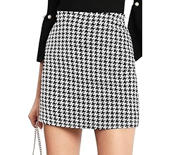 Floerns Women's Plaid High Waist Bodycon Mini Skirt A Grey S