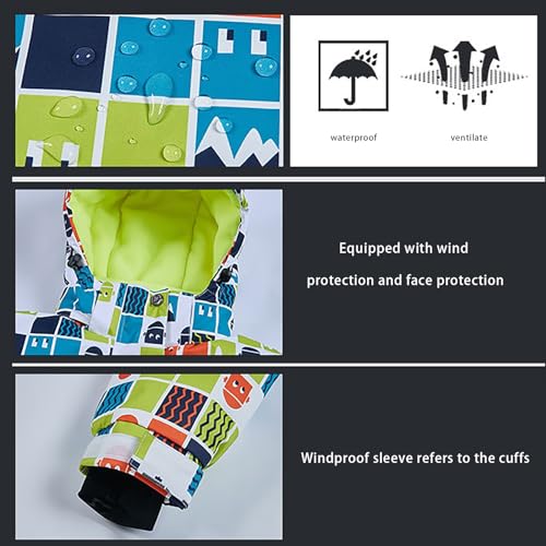 Boys Girls Windproof 2-Piece Winter Snowsuit Hooded Tie-dyed Jacket Snow Bib Ski Pants Overalls Set for Kids4